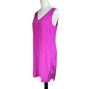Cynthia Rowley Magenta Pink Purple 100% Silk Sleeveless V-neck Mini Slip Dress